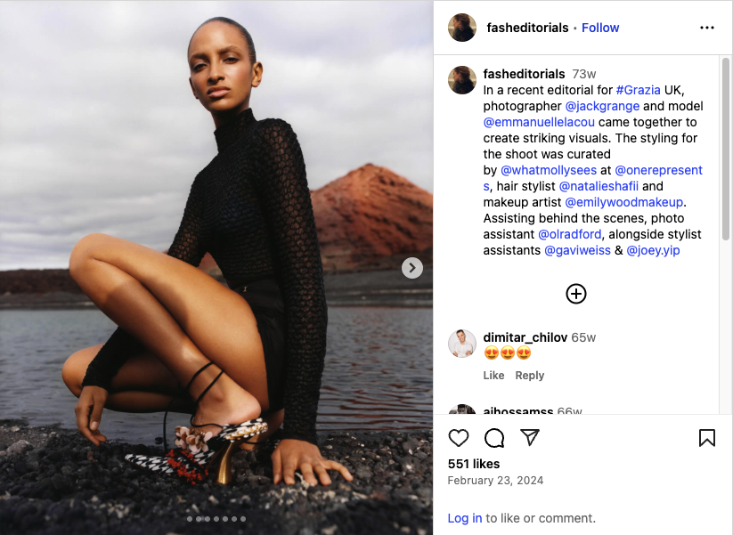 Model in a high-fashion editorial look