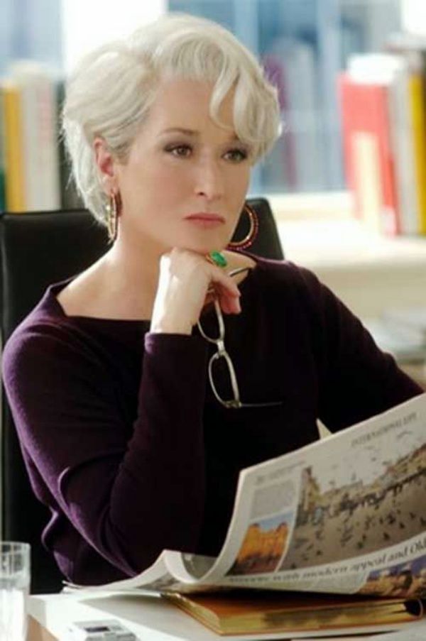 Meryl Streep with long pixie cut