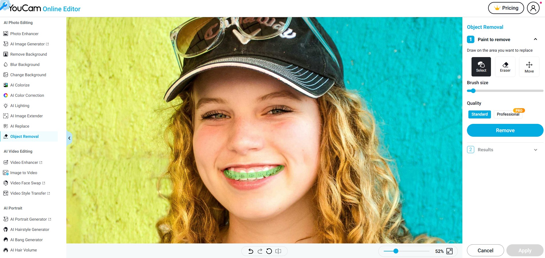 Remove Braces from a Photo Online