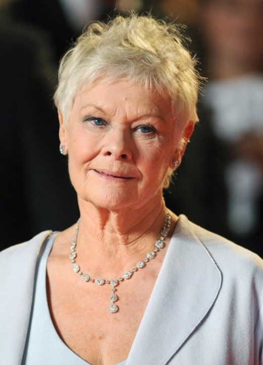 Judi Dench with short cropped haircut
