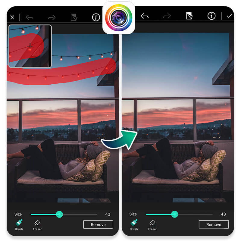 PhotoDirector helps you remove things from photos