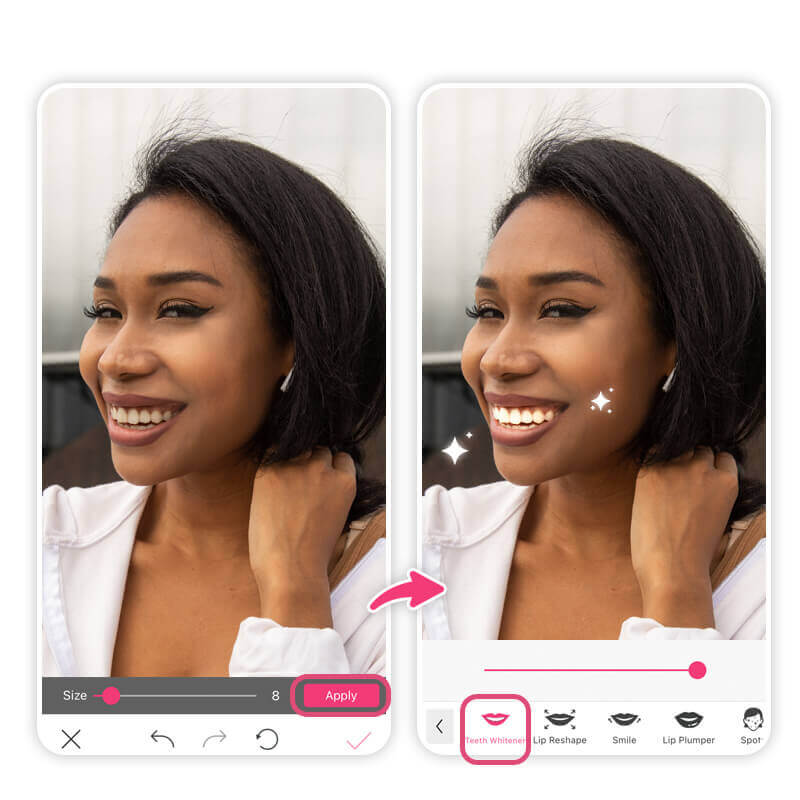 Whiten your teeth in photos before and after