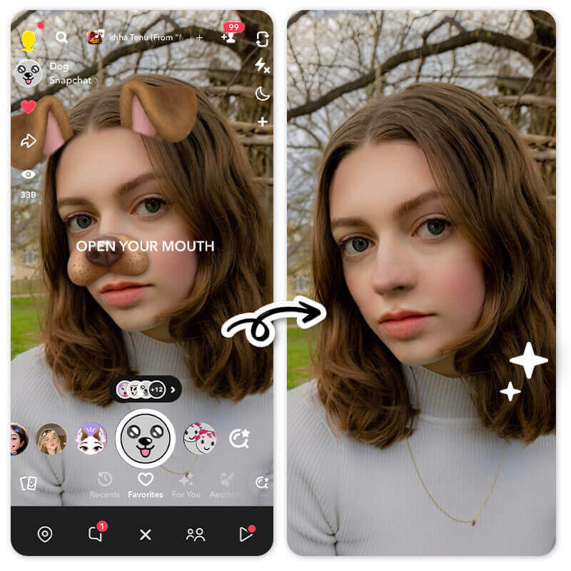 Use the YouCam Perfect app to remove face filters from photos 