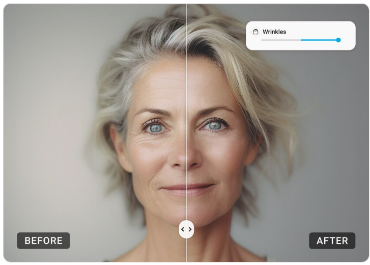 Remove wrinkles from photo online free with YouCam Online Editor
