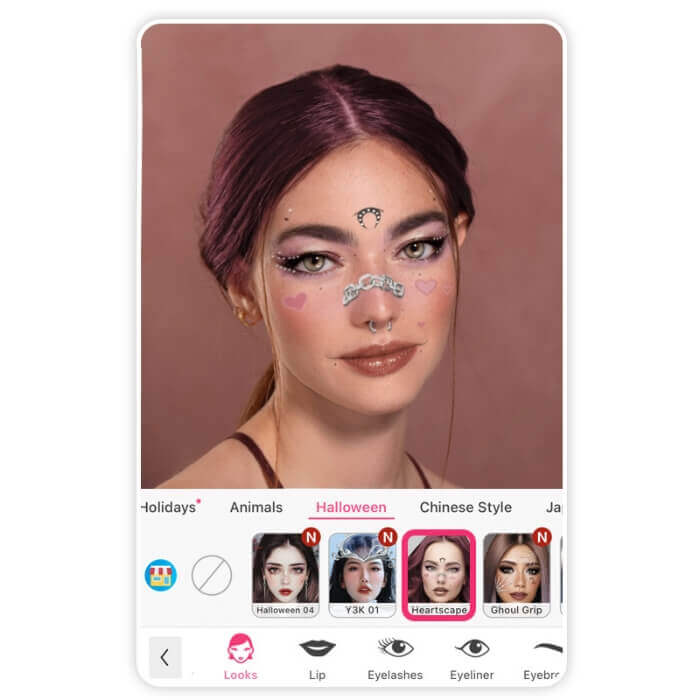Application filtre piercing septum : youcam makeup