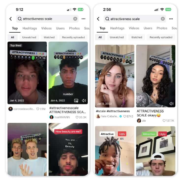 Attractiveness Scale Tiktok : test de beauté du visage