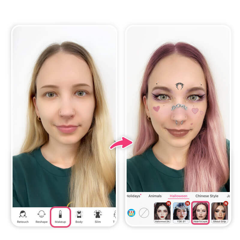 Filtre piercing septum et nez : essayer les piercings sur photo
