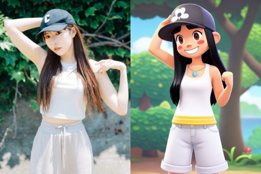 自分の写真であつ森風のキャラクターに