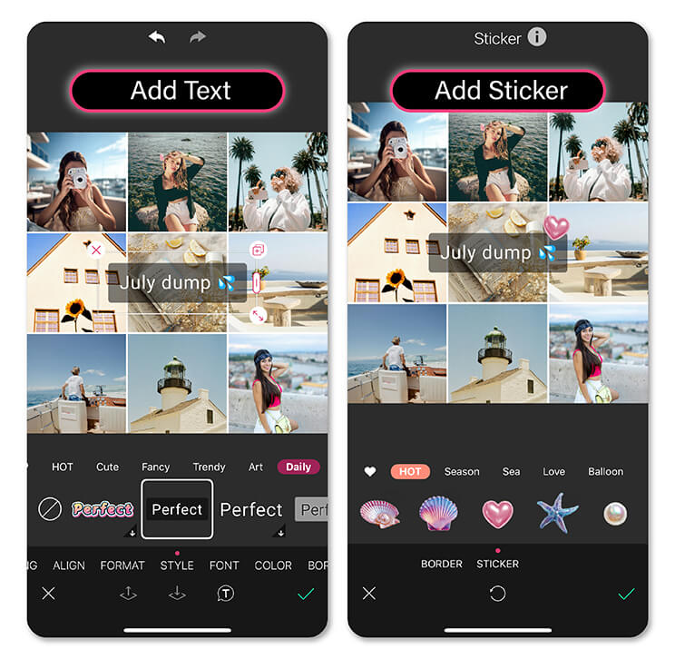 Get YouCam Perfect app now - the best July photo dump maker.