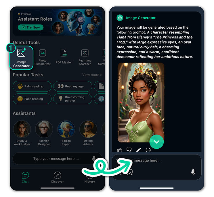 The Disney Twin Filter Result of YouCam AI Chat