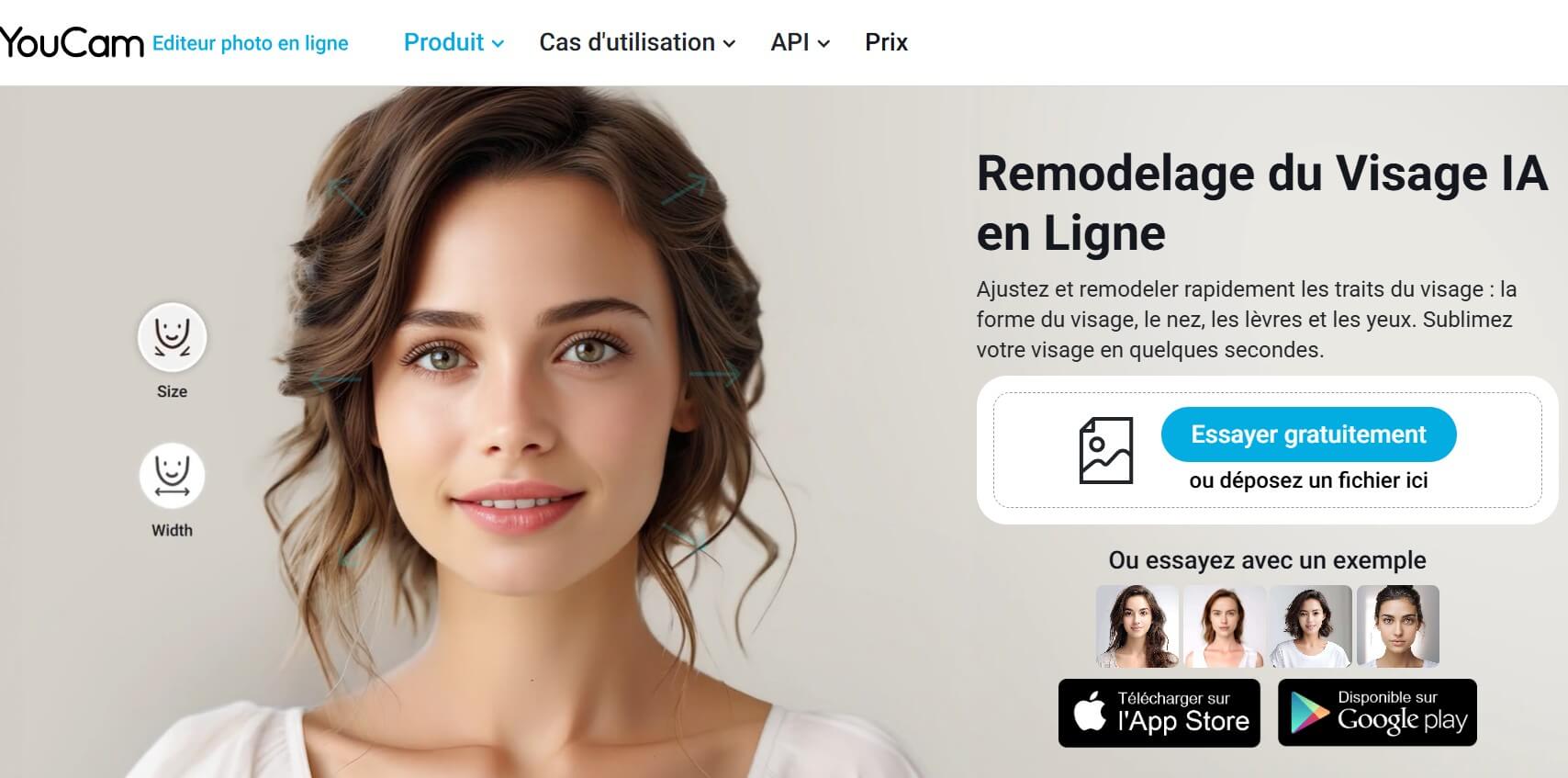 Remodeler visage en ligne sur photo : YouCam Editeur en Ligne