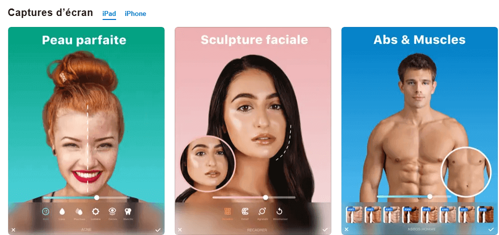 Application retouche photo visage