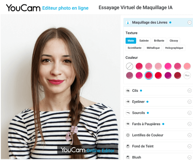 YouCam Editeur en ligne : retouche visage photo filtre maquillage
