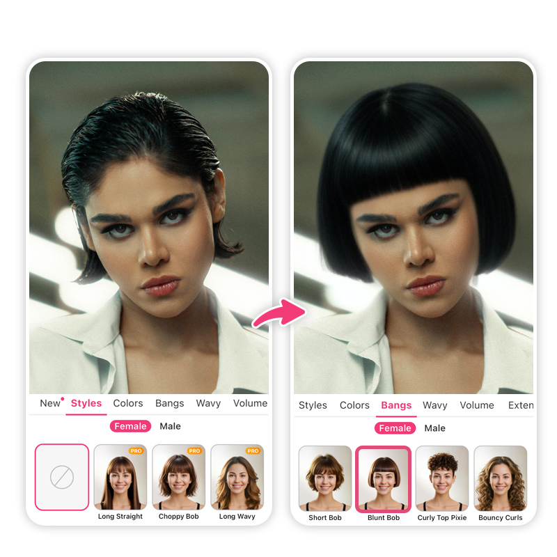 Try blunt bob haircut with AI Hairstyle tool.