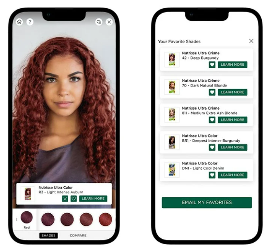 Garnier's virtual hair color try on tool to try hair color shades online