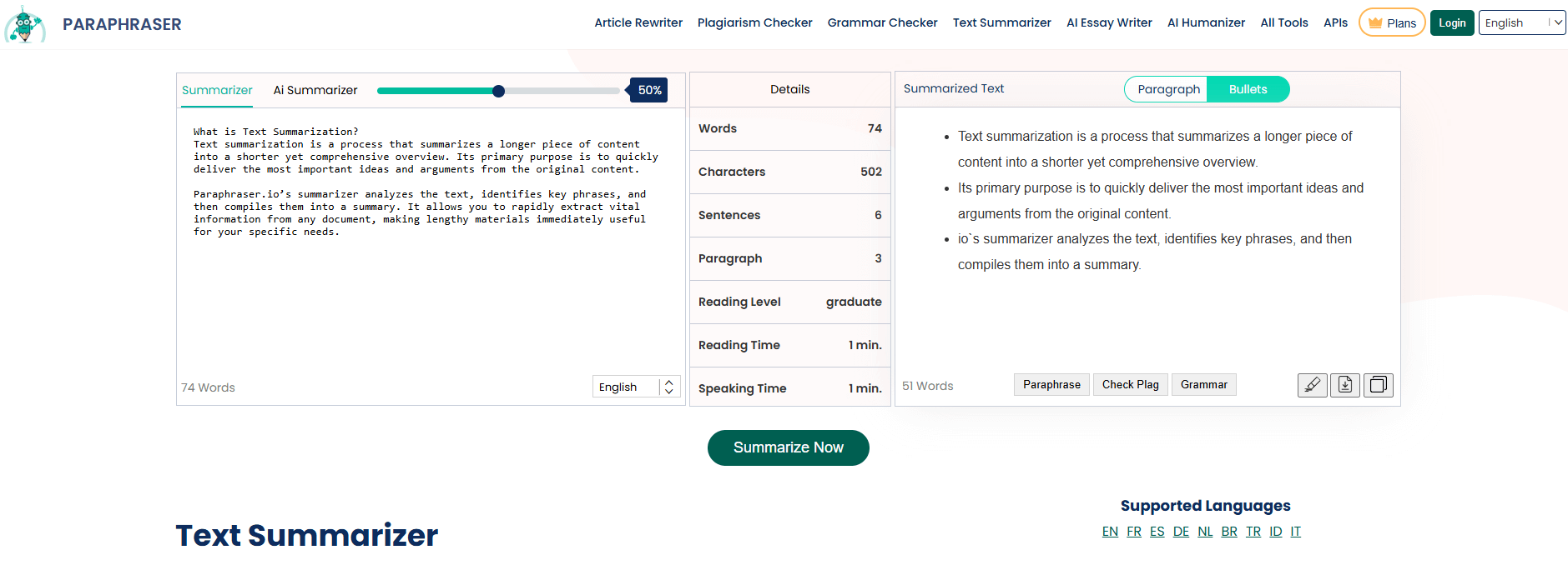 Paraphraser.io – Miglior Intelligenza Artificiale per Riassumere testi Gratis con Risultati Accurati