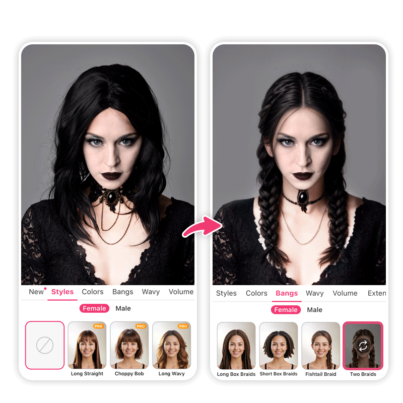 Try on the two braids hairstyle for Wednesday Addam's hair