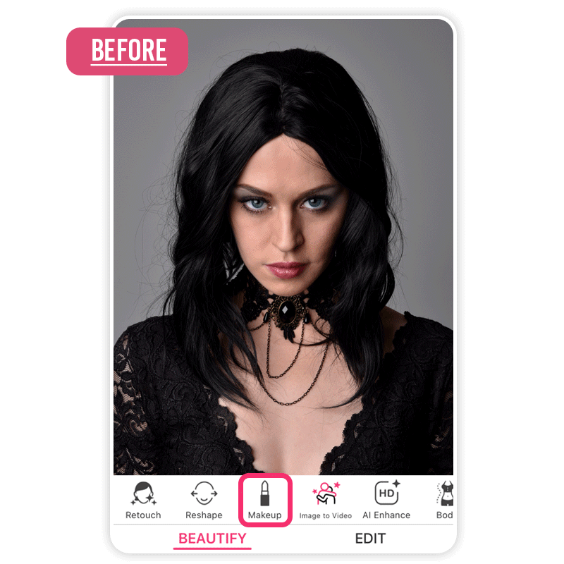 See yourself with Wednesday Addams makeup using YouCam Makeup