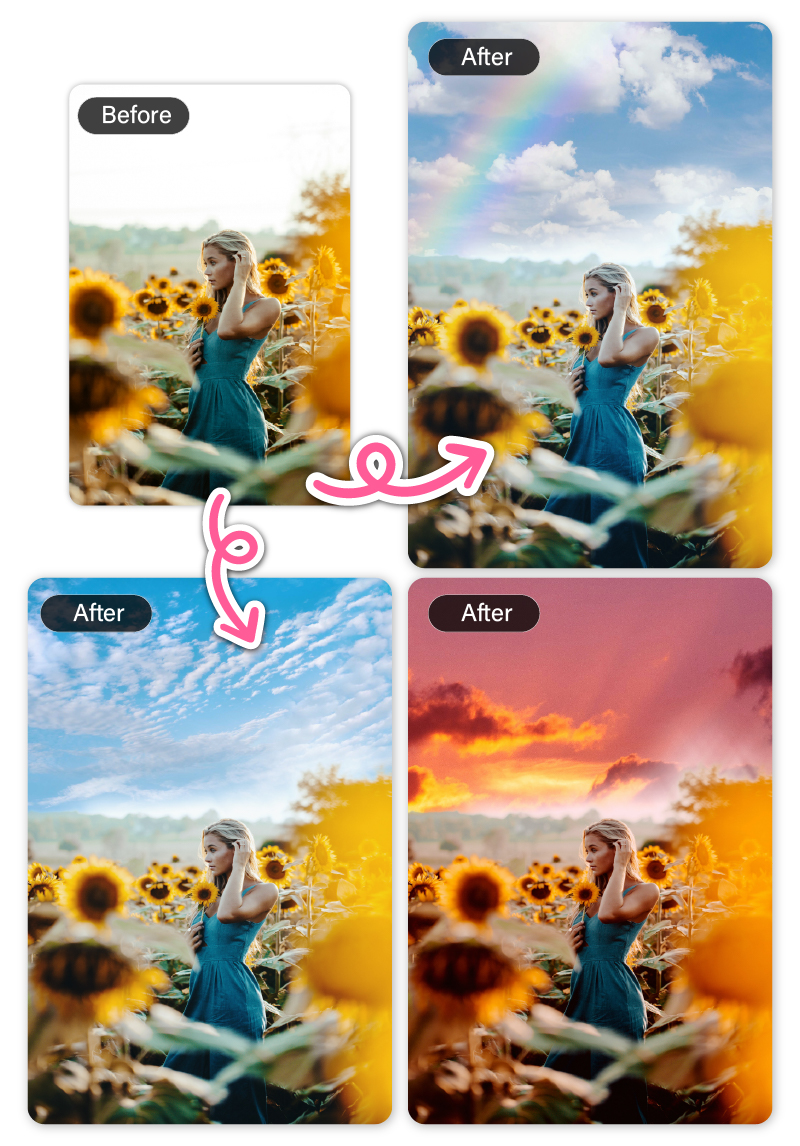 Use YouCam Perfect to do the sky replacement 