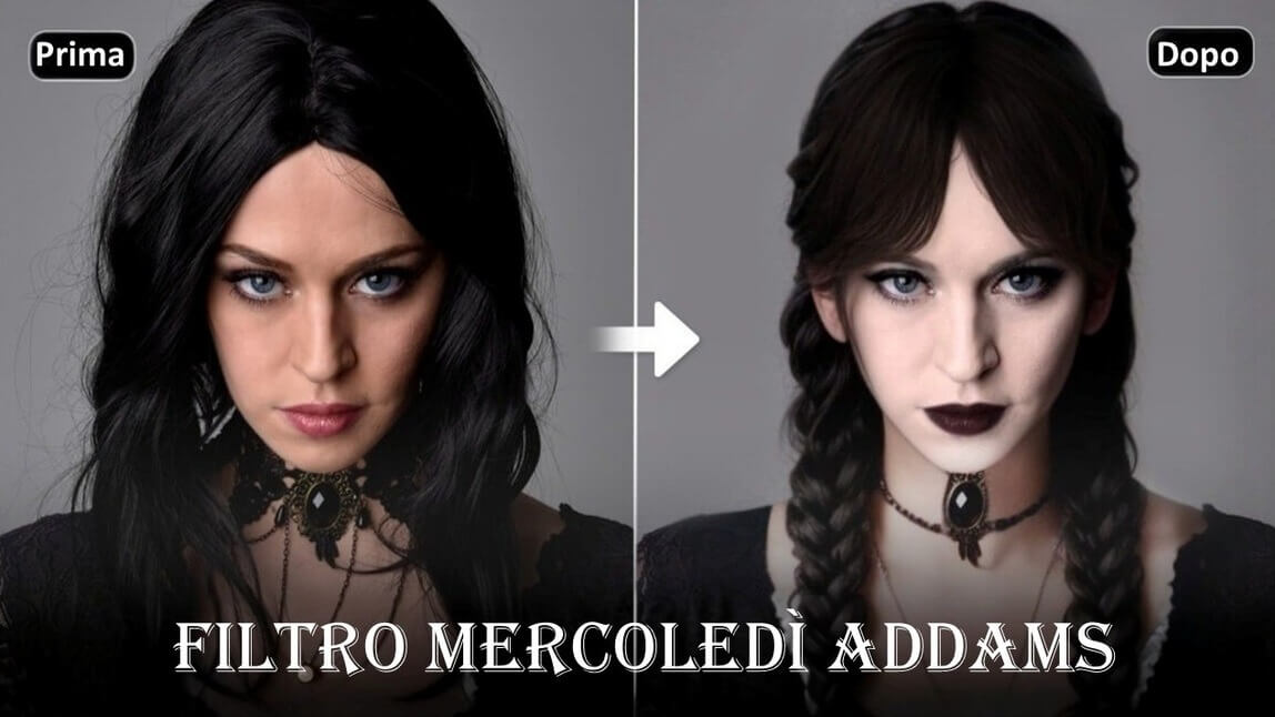 Try Wednesday Addams filter for the Wednesday look