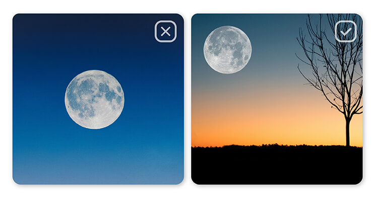 Use the classic rule of thirds to capture the moon