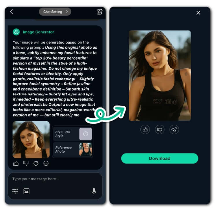 Nuovo look YouCam AI Chat