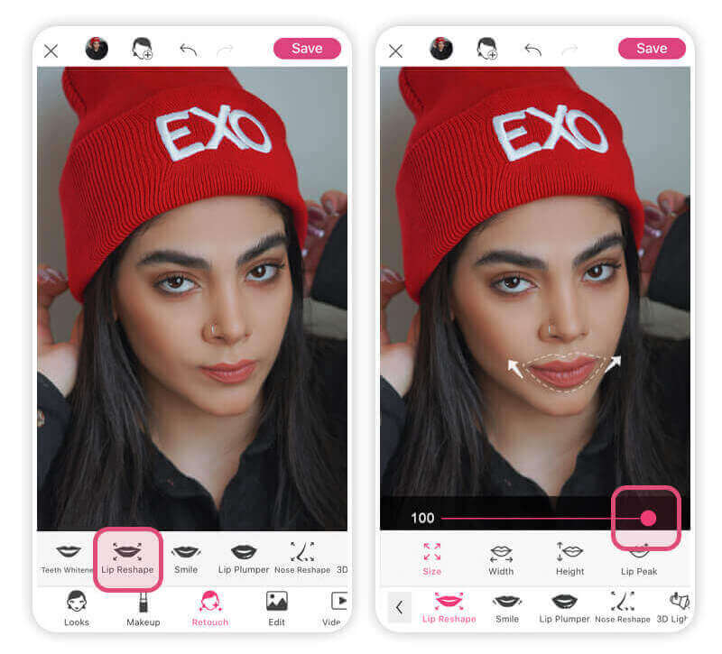 Edit your lips with the best face reshaper