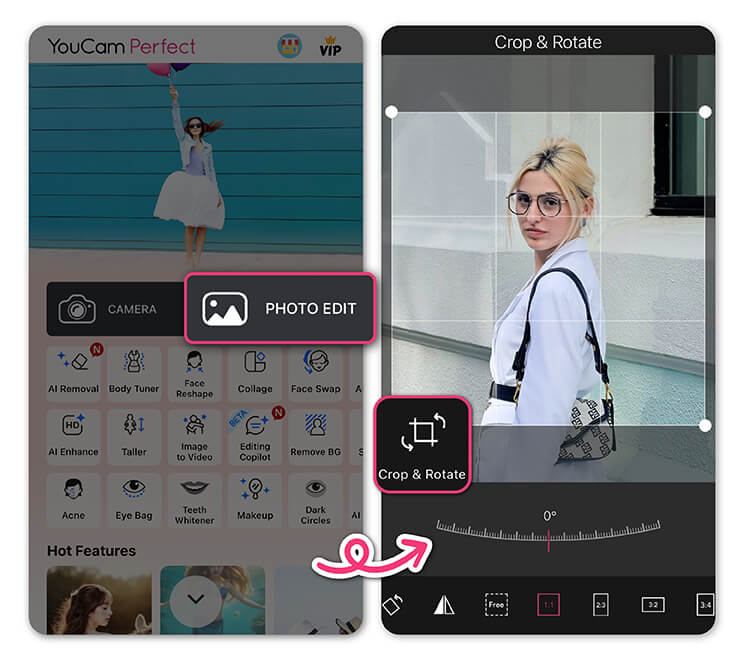 Use Crop & Resize Tool on YouCam Perfect