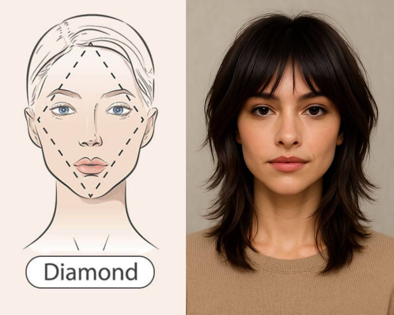 Diamond-Shaped Face's shag hair