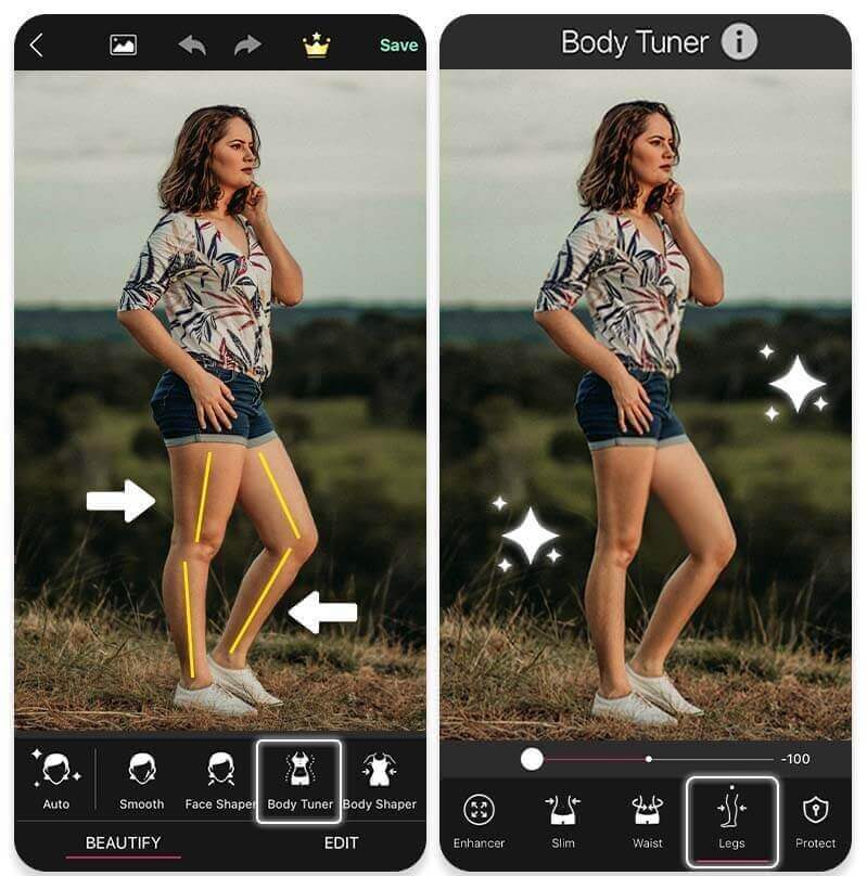 App per Snellire Corpo Gratis: Come Snellire le Gambe nelle Foto