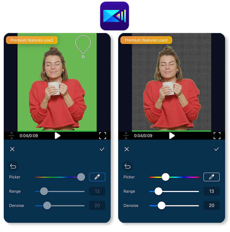 Verwendung der Greenscreen-Video-App PowerDirector für präzise Chroma-Key-Bearbeitung.