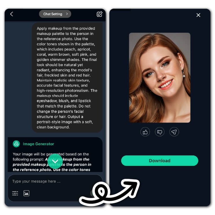 Mulher com maquiagem virtual aplicada com base na sua paleta de cores pessoal