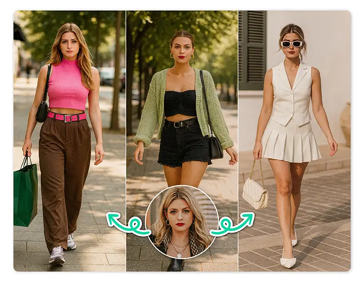 Mulher usando IA para receber recomendações de looks para 2025