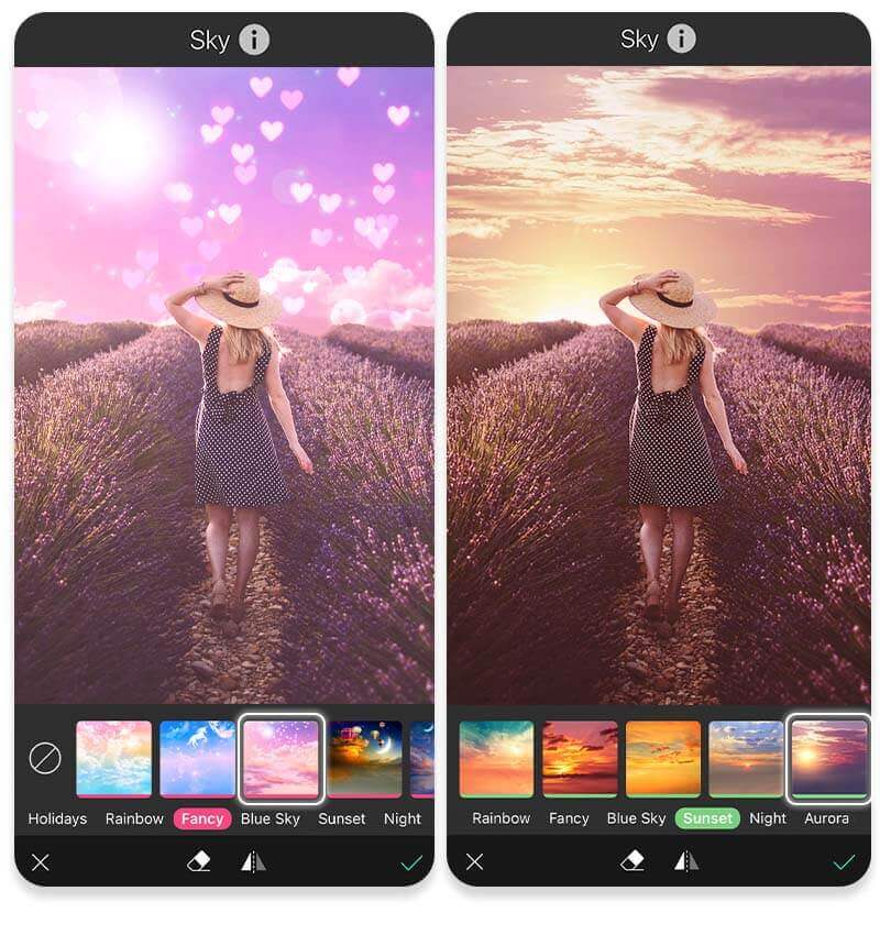 Mit dieser App kannst du den Himmel ändern für romantische Fotos.