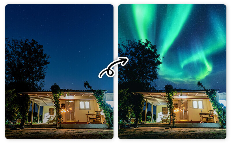 Himmel bearbeiten und Nordlicher einfügen