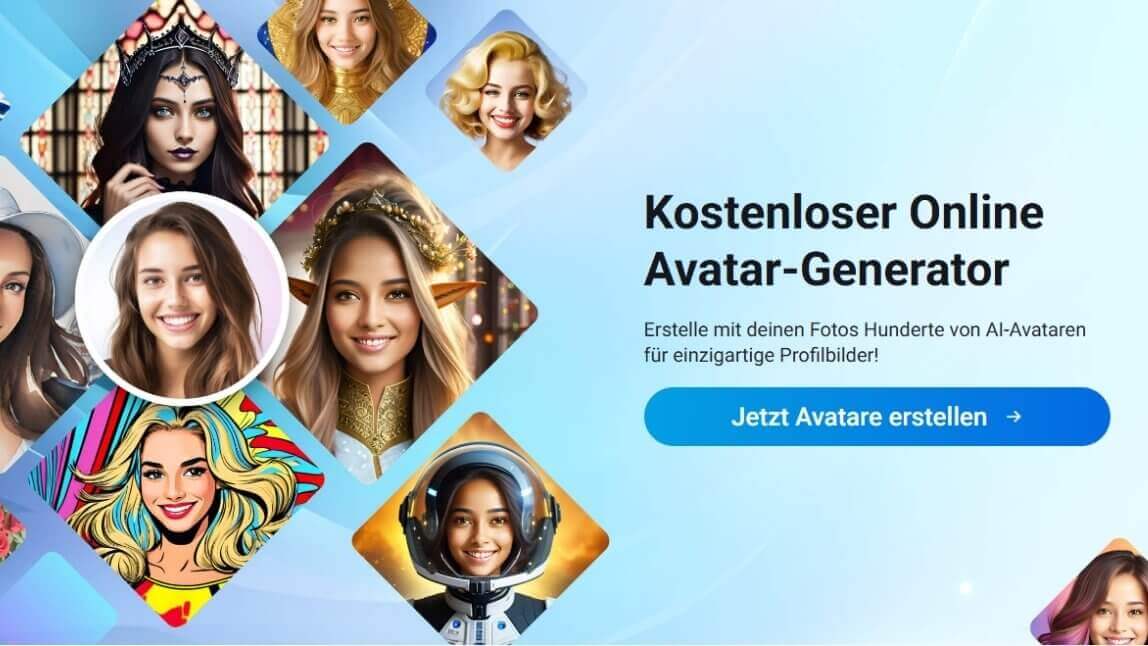 ostenloser Online Avatar-Generator mit Optionen für realistischer Avatare und kreative Profilbilder, basierend auf deinem Foto.