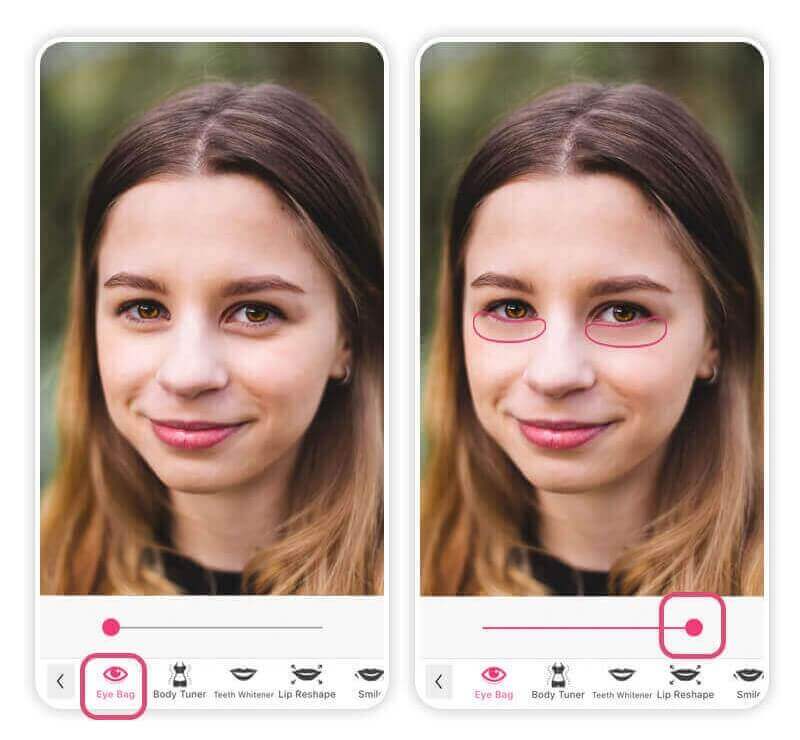Remover olheiras de foto de forma natural com o YouCam Makeup.