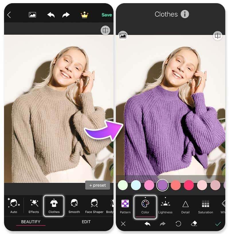 衣服換顏色App 改變衣服顏色