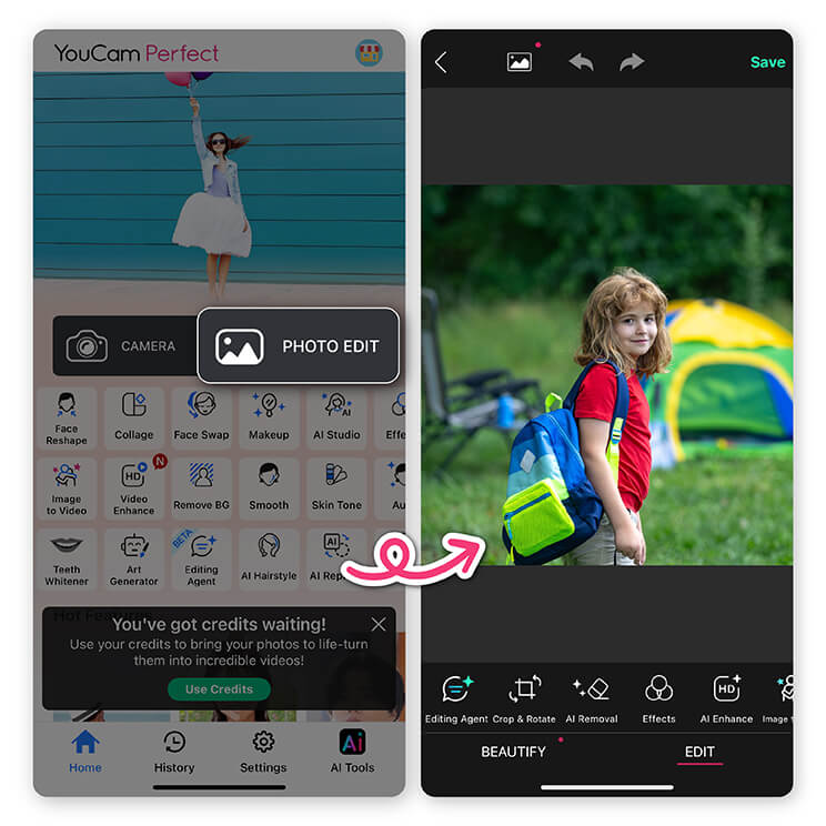 Select Photo Edit and Use “AI Removal” Tool