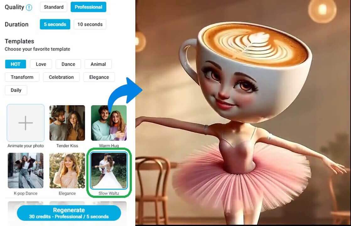 Campo para inserir prompt e gerar vídeo meme da Bailarina Capuccino com IA