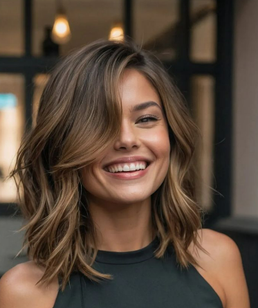 Coiffure cheveux épais femme : lob effilé