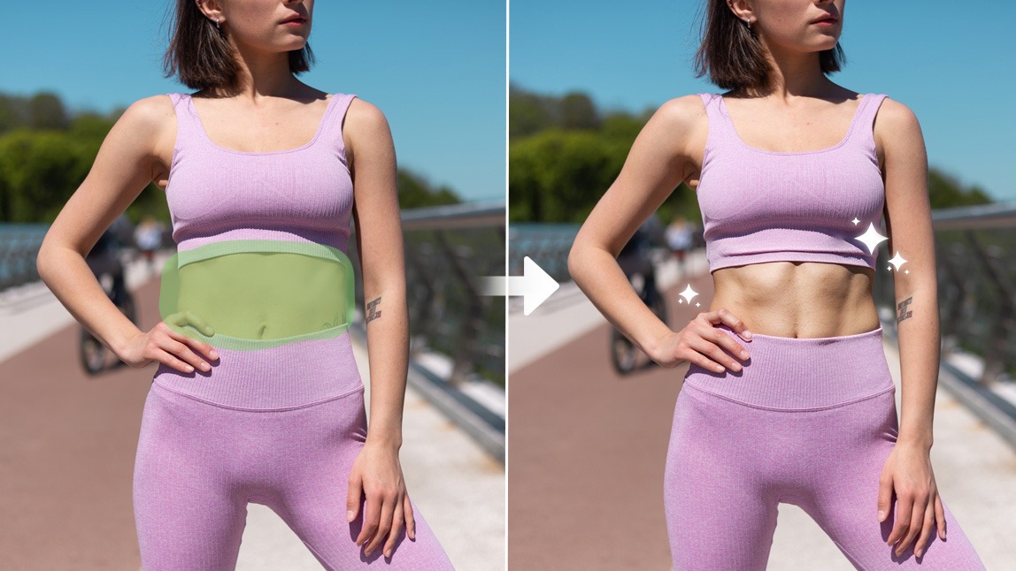 Add abs to photo with a six pack filter