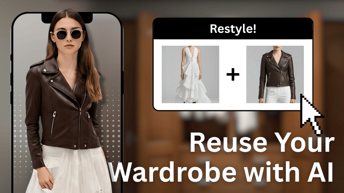 AI Clothes Try-On tool showing virtual outfits created from wardrobe clothes