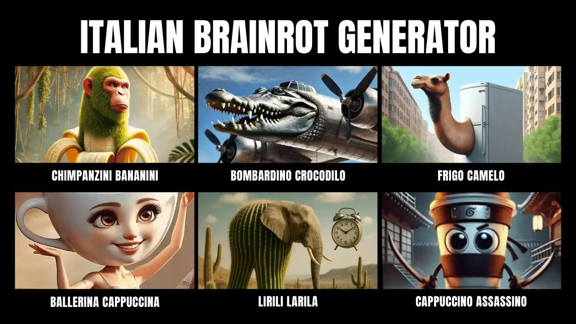 Tendance Italian Brainrot sur Tiktok : créez vos vidéos animées: Tung Tung Tung Sahur er Bombardino Crocodilo / Ballerina Cappuccina
