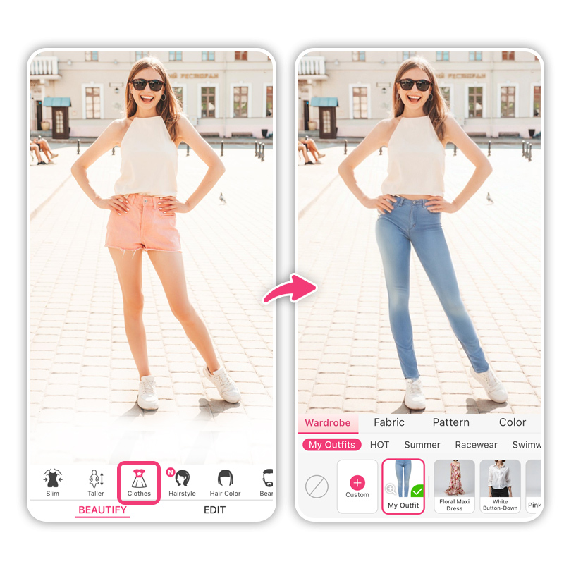 Try on skinny jeans with AI Clothes to see if they are right for you.
