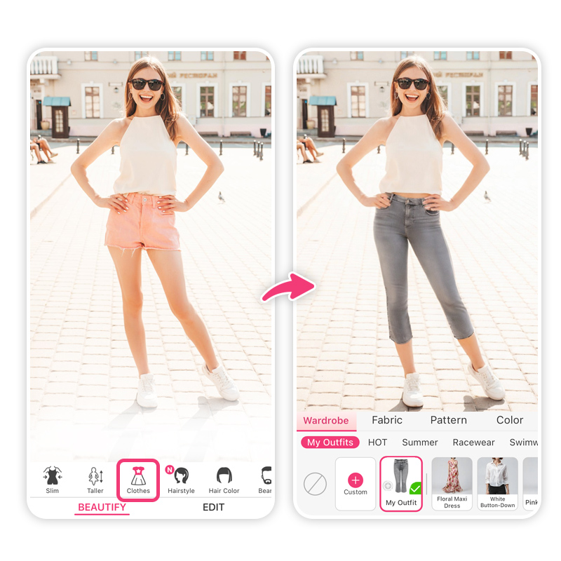 Try on cropped jeans with AI Clothes to see if they are right for you.