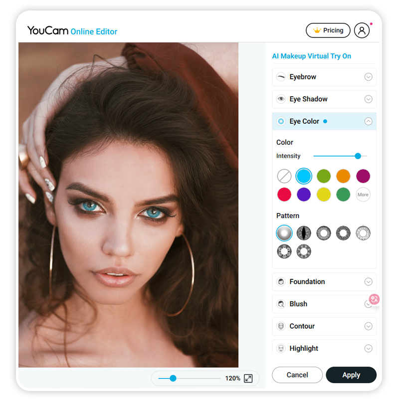 Try blue eye filter online with online eye color changer