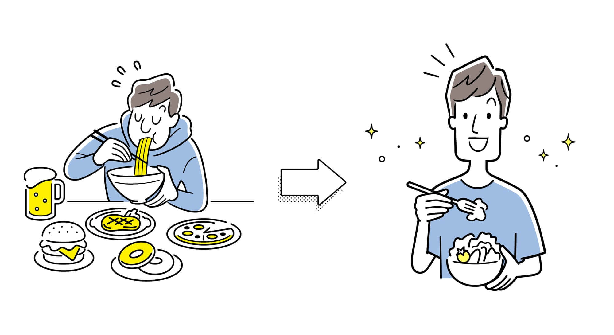 食事改善を行った男性