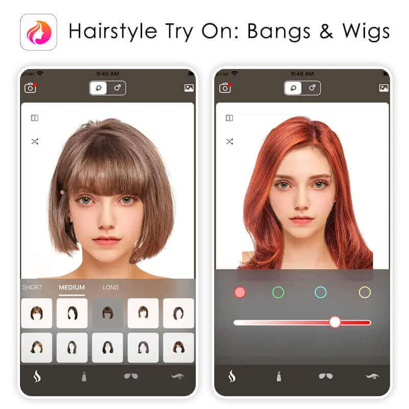 Application coupe de cheveux frange et perruque : hairstyle Try on