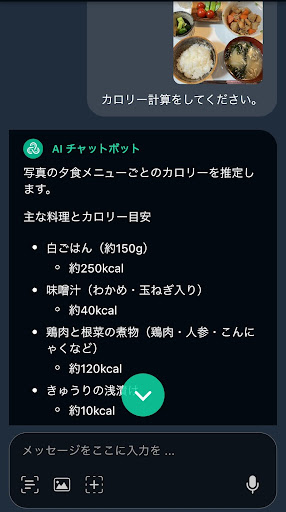 カロリー計算の結果